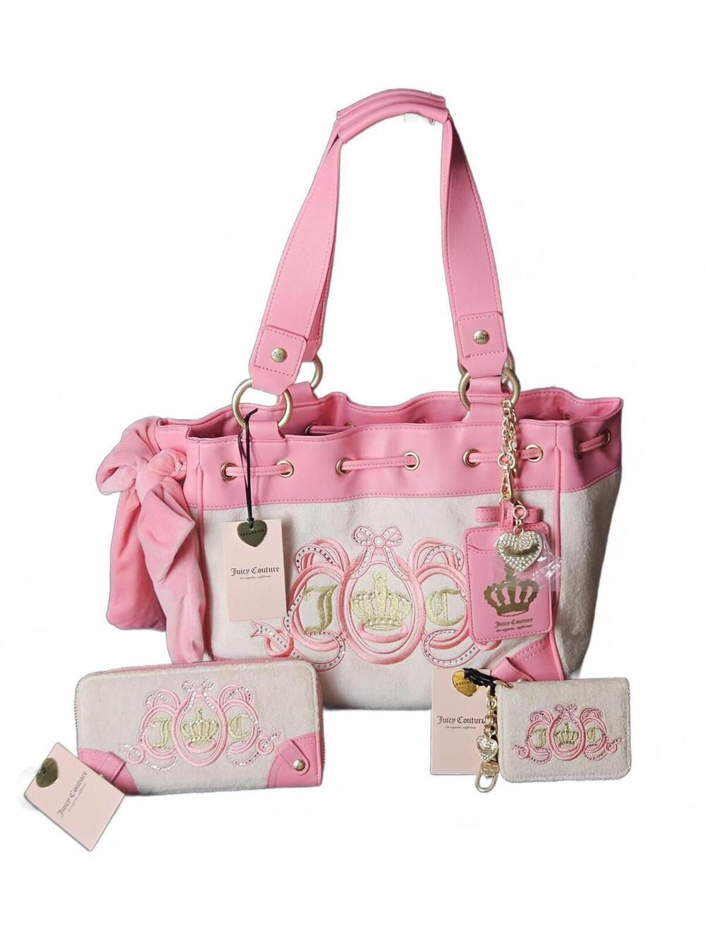 Juicy Couture Pink Diamond Juicy Lovers Club Daydreamer Tote Bundle w Wallet NWT